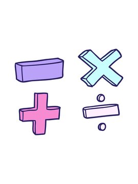 splitting motion animation of cartoon math symbols