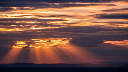 Dramatic Sunset Clouds with Vibrant Orange, Pink and Purple Sky in Cinematic Evening Light