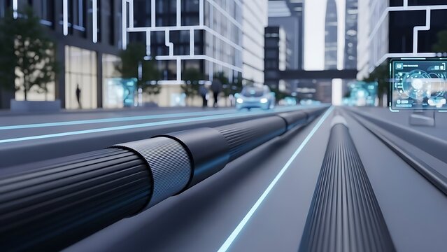 Modern city tram tracks. - Powered by Adobe
