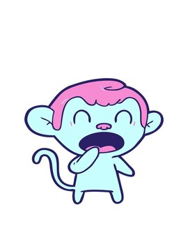 bobbing motion animation of yawning cartoon monkey