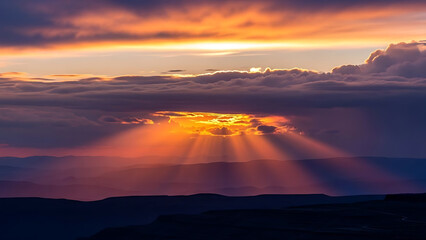 Dramatic Sunset Clouds with Vibrant Orange, Pink and Purple Sky in Cinematic Evening Light