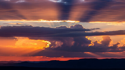 Dramatic Sunset Clouds with Vibrant Orange, Pink and Purple Sky in Cinematic Evening Light