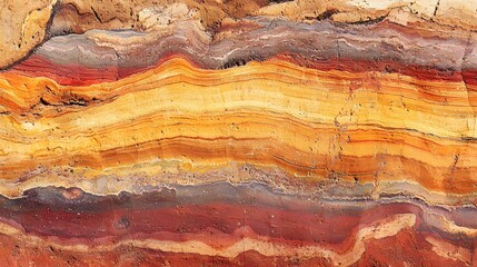 Layers of Time: A close-up showcases the striking textures and vibrant hues of earth's geological layers, a testament to the passage of time.