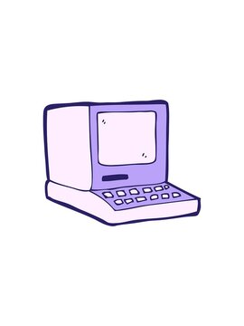 flashy sales animation of cartoon old computer