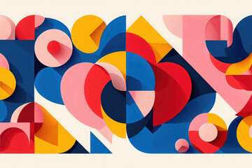 Vibrant abstract composition with colorful geometric shapes and circles