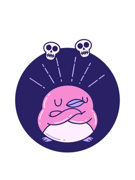 spinning skulls animation of icon of a tattoo style robin with folded wings