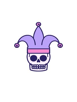 jumping motion animation of iconic tattoo style image of a skull jester
