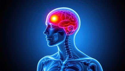 Obraz premium Human Brain Visualization with Neurotransmitters and Brain Functions in Radiant Colors