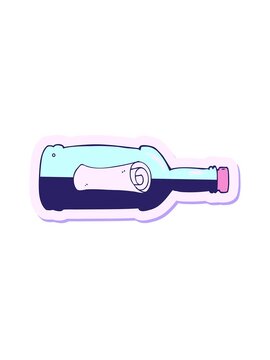 jiggle motion animation of sticker of a message in a bottle cartoon