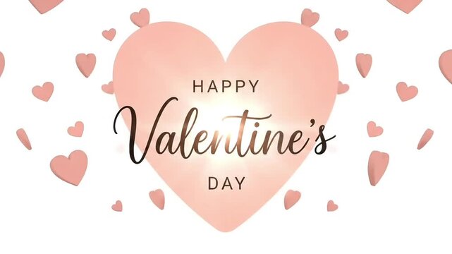 Valentine heart typography animation with pink romantic text on black background showing love emotion motion footage for greeting and commercial use