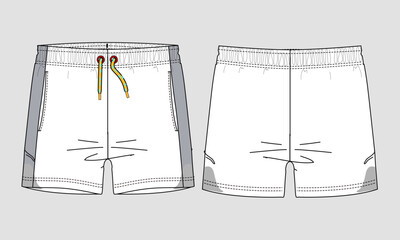 Sweat shorts pant technical drawing fashion flat sketch vector illustration template for baby boys