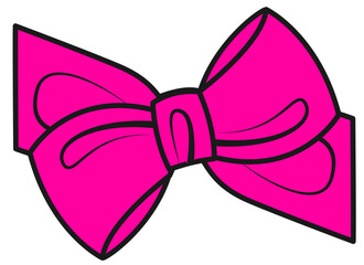 Vibrant Pink Bow Tie with Black Outline vector illustration