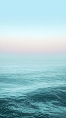 Ocean's Serenity: An ethereal landscape of endless ocean waters blends seamlessly with the tranquil sky. The soft hues evoke a sense of calm.