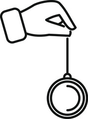 Hand holding a pendulum, symbolizing hypnotism, mind control, and therapy