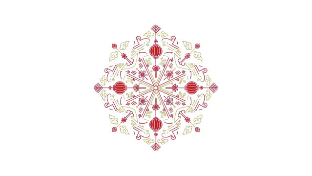 Intricate Red Floral Mand Page Ornament.