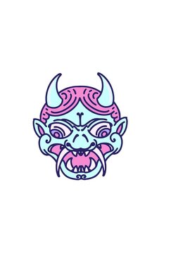 horizontally vibrating animation of japanese kabuki theatre oni mask image