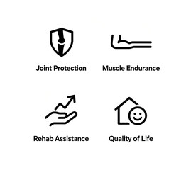Fototapeta premium Elements such as joint protection and muscle endurance represent a health plan for rehabilitation assistance and improving quality of life, suitable for medical materials. 