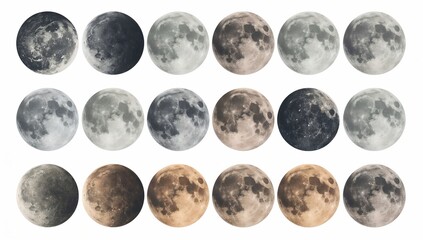 Naklejka premium Phases of the Moon in Detail