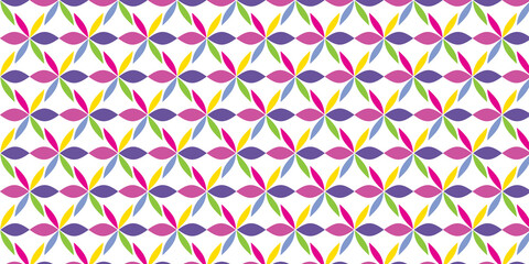 Multi color Petal Shape Seamless Pattern on white Background.