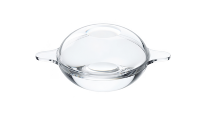 Isolated monofocal intraocular lens on a white background highlighting its singlefocus design for clear distance vision with a minimalist neutral color palette.