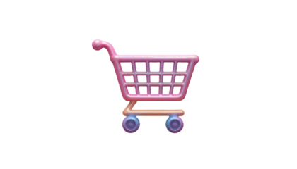 A pink shopping cart on a black background