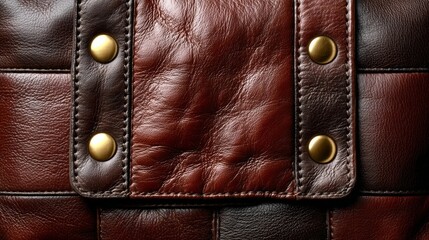 A brown leather purse with a gold button on the top. The leather is of high quality and has a rich, warm tone