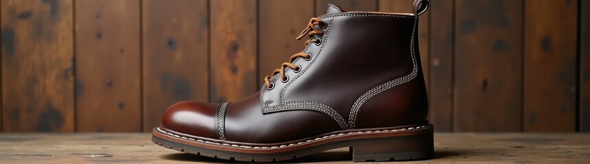 Brown boots on a wooden surface