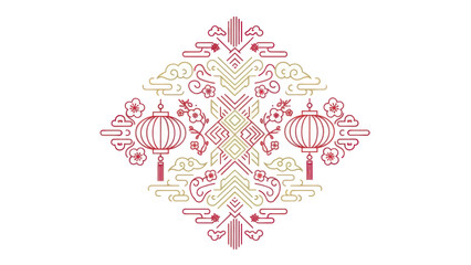 Chinese Lantern Ornate Design Element.