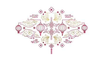 Chinese Lanterns Decorative Design Element.