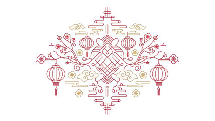 Chinese Lanterns Floral Pattern Design.