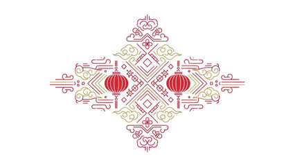 Chinese Lanterns Traditional Embroidered Design.