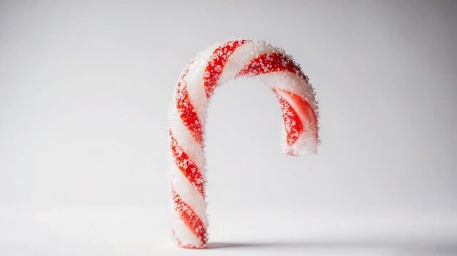 Classic Red and White Striped Candy Cane with Sparkling Sugar