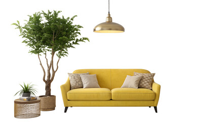 green sofa in a living room