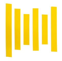 Obraz premium Top view set of yellow adhesive vinyl tape or cloth tape in stripes isolated with clipping path in png file format