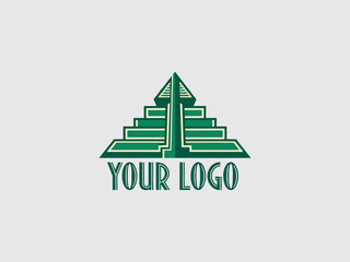 Green Page Pyramid Logo Design Template.