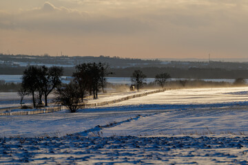 Snow-covered roads, snowstorm, strong winds, poor road conditions
