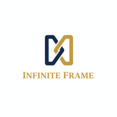 Golden Infinite Frame Letter M Monogram Logo