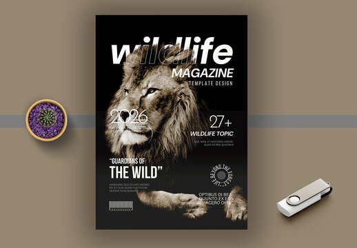 Wildlife Editorial Magazine Cover Template