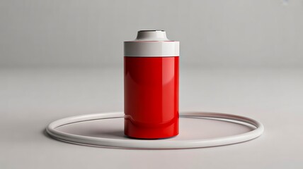 Obraz premium Red aerosol spray can isolated on neutral background 