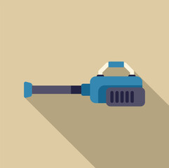Fototapeta premium Leaf blower illustration with long shadow representing gardening and yard work