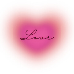 Blurred Pink Gradient Heart with Love Word &ndash; Valentine&rsquo;s Day Overlay PNG
