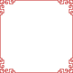 Chinese style red square frame, outline stroke border for  banner, ads, social post, cut out , SVG isolated .