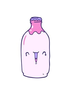 jiggle motion animation of cute cartoon milk bottle