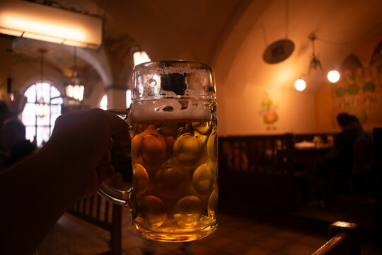 Traditional Bavarian Beer Stein in Munich Beer Hall