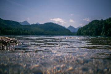 Crystal Clear Alpine Lake Water with Mountain View in Bavaria