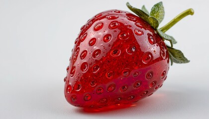 Elegant Red Glass Strawberry Sculpture with Intricate Details
