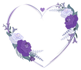 Valentine heart wreath, flower frame. Vector illustration.	
