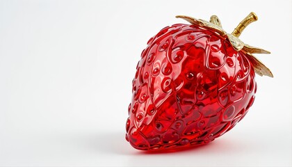 Elegant Red Glass Strawberry Sculpture with Intricate Details