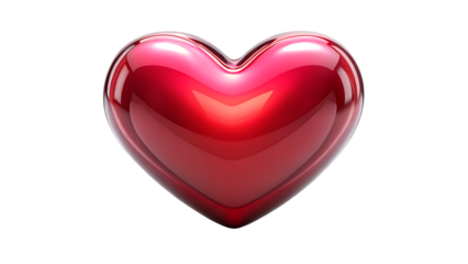 Shiny 3D red heart Shiny 3D red heart illustration isolated on white background on white background as a romantic symbol of love and passion for Valentine's Day celebration or wedding decoration gift