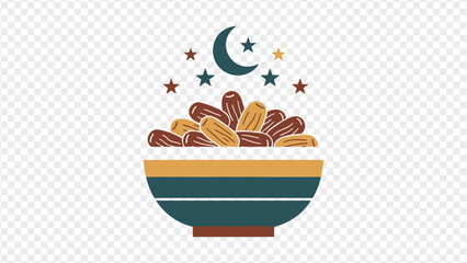 bowl of dates with moon and stars